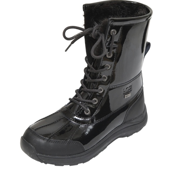 UGG Black Patent Boots ADIRONDACK III Boot Combat Lace Up Toe Platform Sz 8 - Picture 1 of 14